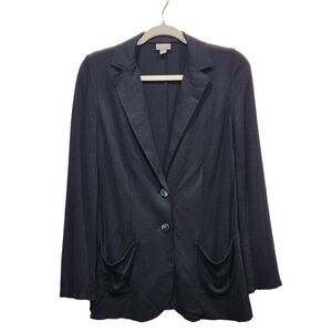 J. Jill Black Wool Blend Lagenlook Slouchy Deconstructed Raw Edge Blazer, XS